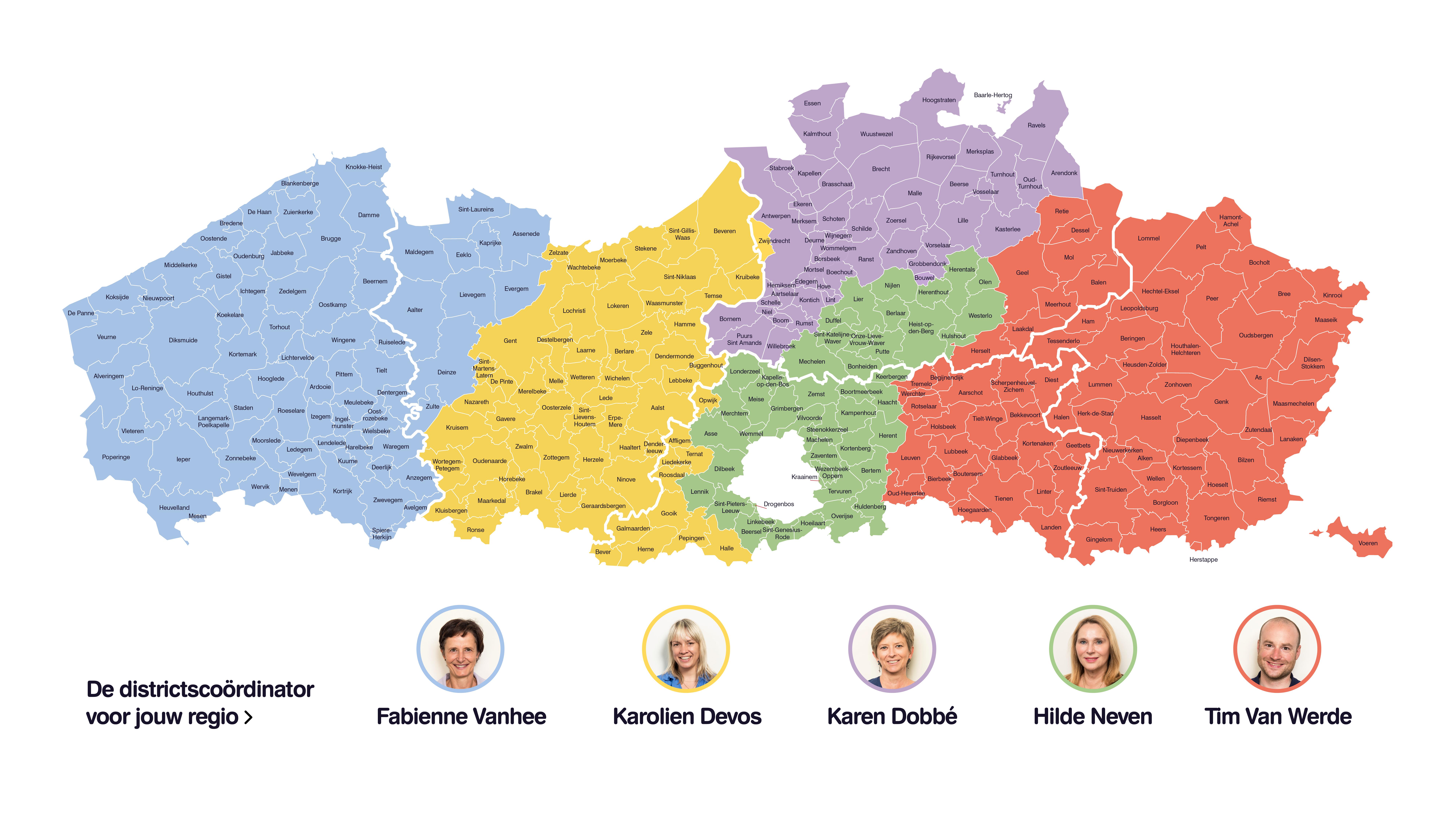 Overzicht districtscoördinatoren